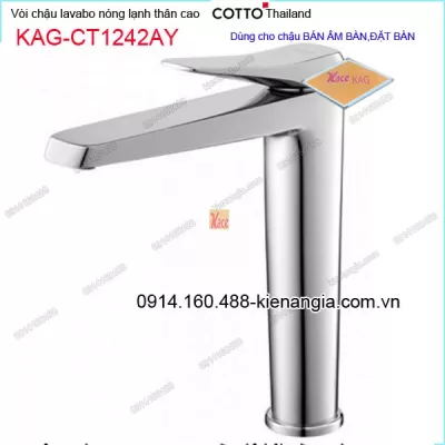 Vòi chậu ĐẶT BÀN nóng lạnh thân cao COTTO Thailand KAG-CT1242AY