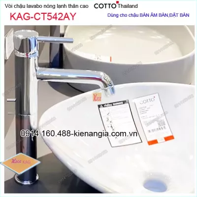 Vòi chậu ĐẶT BÀN nóng lạnh thân cao COTTO Thailand KAG-CT542AY