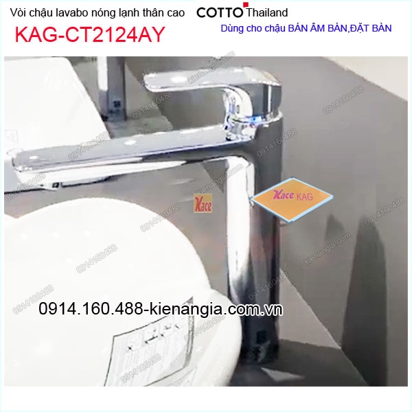 Vòi chậu ĐẶT BÀN nóng lạnh thân cao COTTO Thailand KAG-CT2124AY