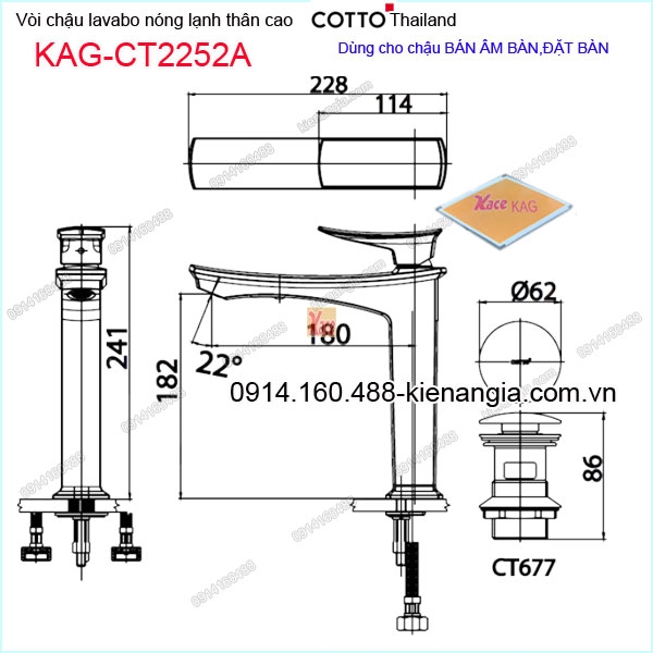 KAG-CT2252A-voi-chau-lavabo-nong-lanh-DAT-BAN-chinh-hang-COTTO-Thailand-KAG-KAG-CT2252A-kich-thuoc