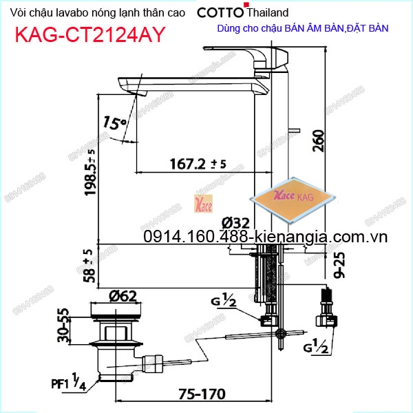 KAG-CT2124AY-voi-chau-lavabo-nong-lanh-DAT-BAN-chinh-hang-COTTO-Thailand-KAG-CT2124AY-kich-thuoc