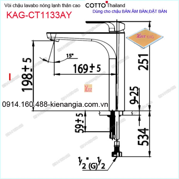 KAG-CT1133AY-voi-chau-lavabo-nong-lanh-DAT-BAN-chinh-hang-COTTO-Thailand-KAG-KAG-CT1133AY-kich-thuoc