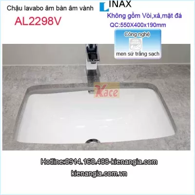 Lavabo âm bàn âm vành Aquaceramic Inax KAG-AL2298V