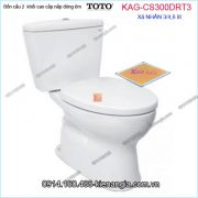 Bồn cầu 2 khối TOTO chính hãng xả 2 nhấn nắp êm KAG-CS300DRT3