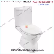 Bồn cầu 2 khối TOTO chính hãng xả 2 nhấn nắp êm KAG-CS325DRT10
