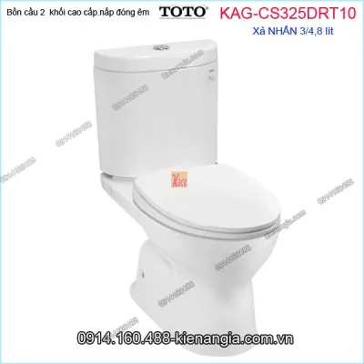 Bồn cầu 2 khối TOTO chính hãng xả 2 nhấn nắp êm KAG-CS325DRT10
