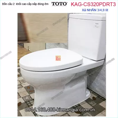 Bồn cầu 2 khối TOTO chính hãng xả 2 nhấn nắp êm KAG-CS320PDRT3