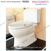 Bồn cầu 2 khối TOTO chính hãng xả 2 nhấn nắp êm KAG-CS302DT3