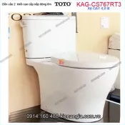 Bồn cầu 2 khối TOTO chính hãng xả GẠT nắp êm KAG-CS767RT3