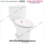 Bồn cầu 2 khối TOTO chính hãng xả 2 nhấn nắp êm KAG-CS735DT3
