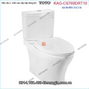 Bồn cầu 2 khối TOTO chính hãng xả 2 Nhấn nắp êm KAG-CS769DRT10