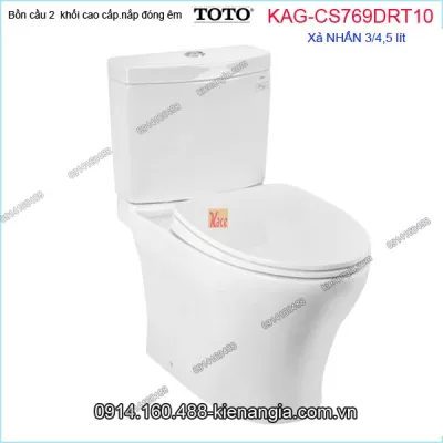 Bồn cầu 2 khối TOTO chính hãng xả 2 Nhấn nắp êm KAG-CS769DRT10