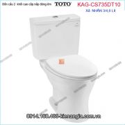 Bồn cầu 2 khối toto chính hãng xả 2 nhấn nắp êm KAG-CS735DT10