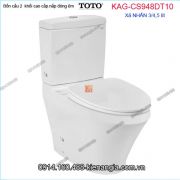 Bồn cầu 2 khối toto chính hãng xả 2 nhấn nắp êm KAG-CS948DT10