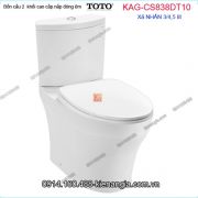 Bồn cầu 2 khối toto chính hãng xả 2 nhấn nắp êm KAG-CS838DT10