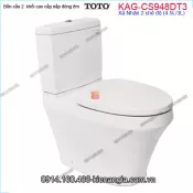 Bồn cầu 2 khối toto chính hãng xả 2 nhấn nắp êm KAG-CS948DT3