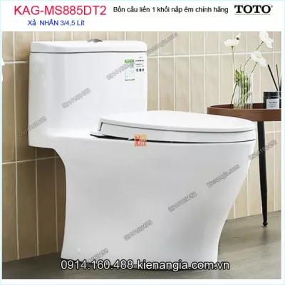 Bồn cầu liền 1 khối TOTO chính hãng xả 2 Nhấn nắp êm KAG-MS885DT2