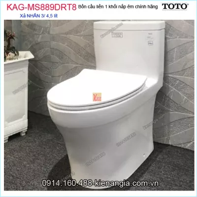 Bồn cầu liền 1 khối TOTO chính hãng xả 2 Nhấn nắp êm KAG-MS889DRT8