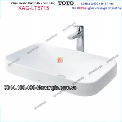 Chậu lavabo Vuông ĐẶT BÀN TOTO TOTO 380X500mm KAG-LT5715