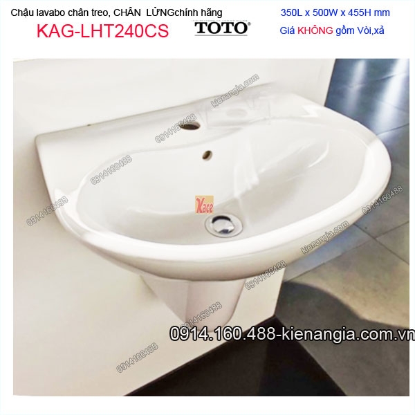 Chậu lavabo chân treo lửng ốp tường TOTO  350X500mm KAG-LHT240CS