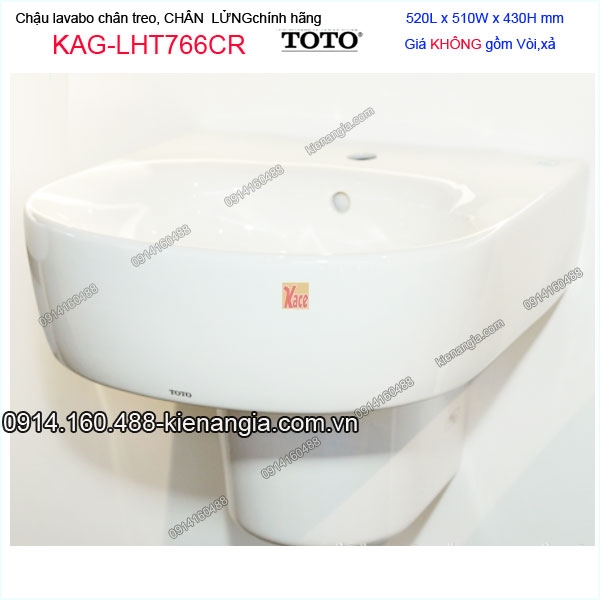 Chậu lavabo chân treo lửng ốp tường TOTO  520X510mm KAG-LHT766CR