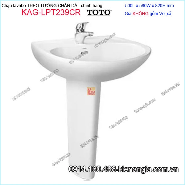 Chậu lavabo chân đứng TOTO chính hãng 500X580mm KAG-LPT239CR
