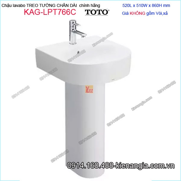 Chậu lavabo chân đứng TOTO chính hãng 520X510mm KAG-LPT766C