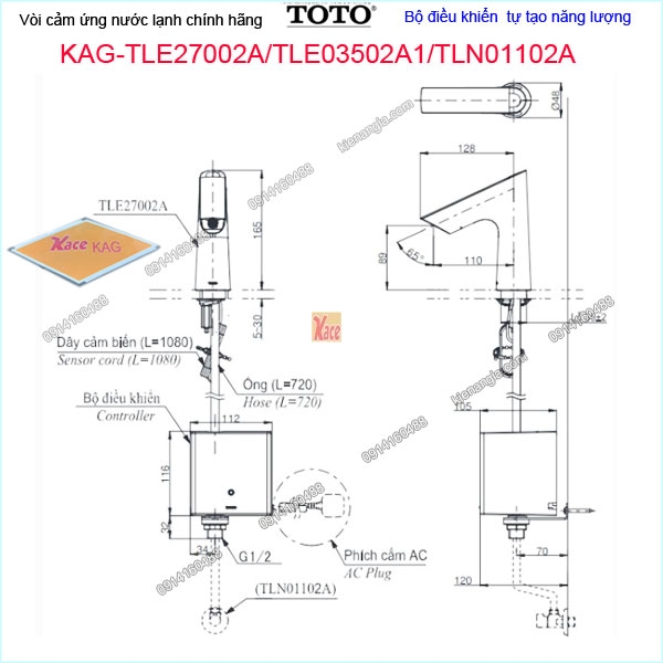 KAG-TLE27002A-TLE03502A1-TLN01102A-Voi-cam-ung-lanh-tu-tao-nang-luong-TOTO-KAG-TLE27002A-TLE03502A1-TLN01102A-Thong-so