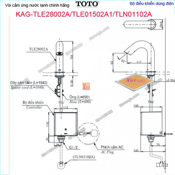 KAG-TLE28002A-TLE01502A1-TLN01102A-Voi-cam-ung-lanh-dung-dien-TOTO-KAG-TLE28002A-TLE01502A1-TLN01102A-thong-so