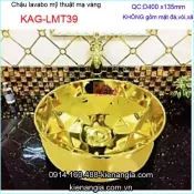 Chậu Lavabo mỹ thuật tròn bằng sứ mạ vàng KAG-LMT39