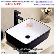 Chậu lavabo sứ chữ nhật màu đen trắng KAG-LMT30