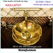 Chậu lavabo bông hoa sứ mạ vàng KAG-LMT41