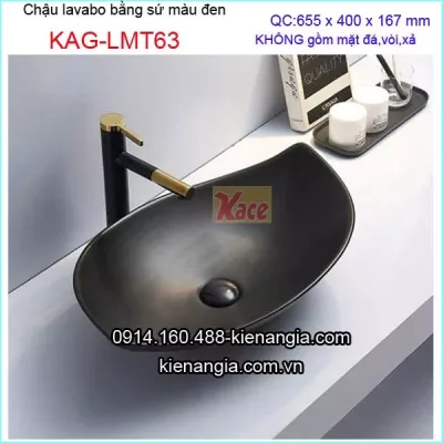 Chậu lavabo mỹ thuật màu đen đặt bàn KAG-LMT63