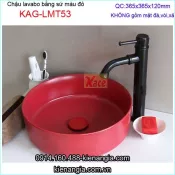 Chậu lavabo tròn màu đó đặt bàn KAG-LMT53