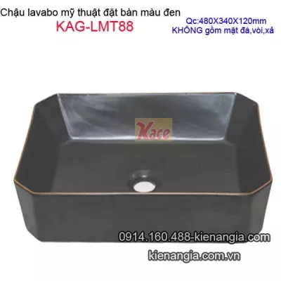 Chậu lavabo mỹ thuật sứ mỹ thuật màu đen huyền bí KAG-LMT88