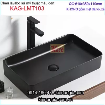 Chậu lavabo chữ nhật mỹ thuật màu đen KAG-LMT103