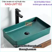 Chậu lavabo chữ nhật mỹ thuật xanh ngọc KAG-LMT102