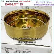 Chậu lavabo tròn mỹ thuật màu vàng 24K KAG-LMT119