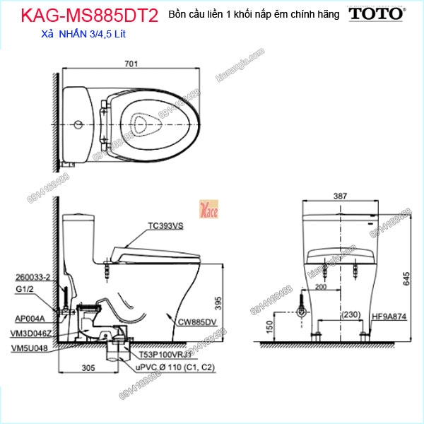 KAG-MS885DT2-Bon-cau-lien-1-khoi-TOTO-chinh-hang-KAG-MS885DT2-kich-thuoc-lap-dat