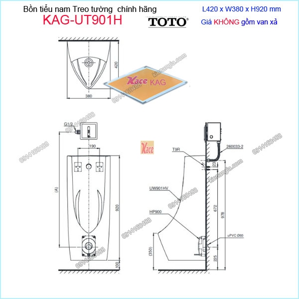 KAG-UT901H-Bon-tieu-nam-treo-tuong-TOTO-chinh-hang-420x380x-920-mm-KAG-UT901H-kich-thuoc-lap-dat