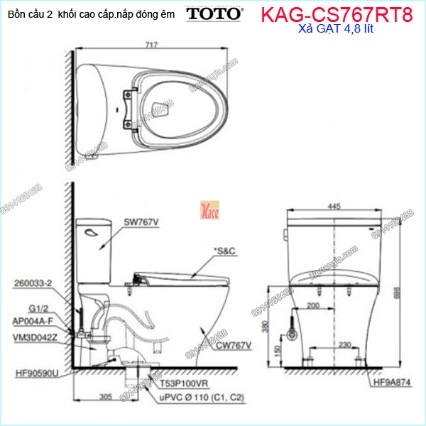 KAG-CS767RT8-Bon-cau-2-khoi-TOTO-KAG-CS767RT8-Kich-thuoc-lap-dat