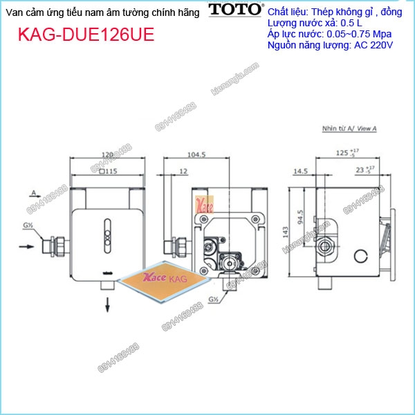 KAG-DUE126UE-Van-cam-ung-tieu-nam-am-tuong-dung-dien-chinh-hang-TOTO-KAG-DUE126UE-thong-so