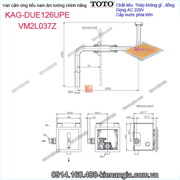 KAG-DUE126UPEVM2L037Z-Van-cam-ung-tieu-nam-am-tuong-dung-dien-chinh-hang-TOTO-KAG-DUE126UPEVM2L037Z-THONG-SO