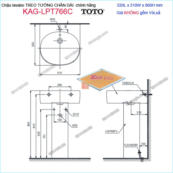 KAG-LPT766C-Chau-lababo-CHAN-DAI-chinh-hang-TOTO-520X510mm-KAG-LPT766C-kich-thuoc-lap-dat