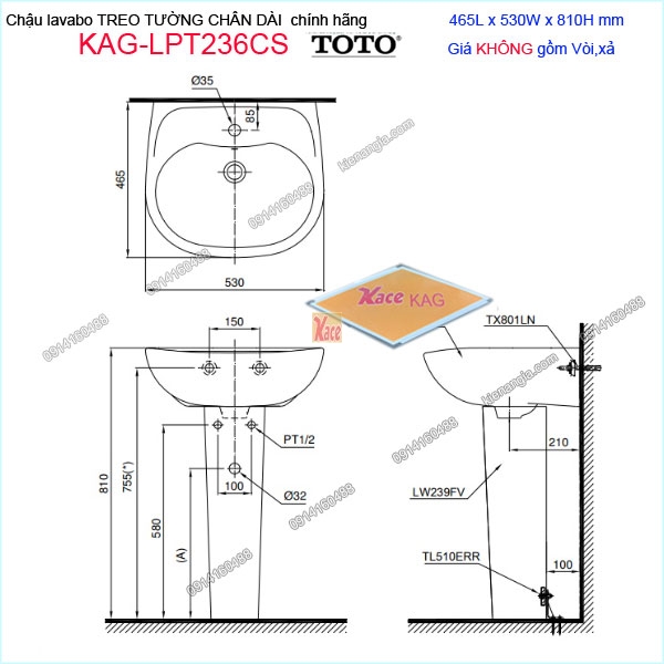 KAG-LPT236CS-Chau-lababo-CHAN-DAI-chinh-hang-TOTO-465X530mm-KAG-LPT236CS-kich-thuoc-lap-dat