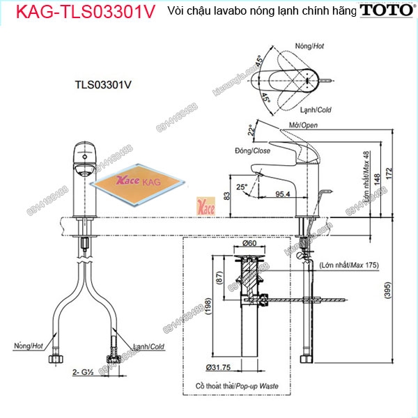 KAG-TLS03301V-Voi-chau-lavabo-nong-lanh-chinh-hang-TOTO-KAG-TLS03301V-thong-so-ky-thuat