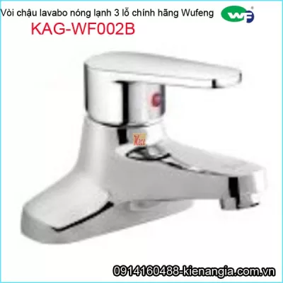 Vòi chậu lavabo nóng lạnh 3 lỗ chính hãng WUFENG KAG-WF002B