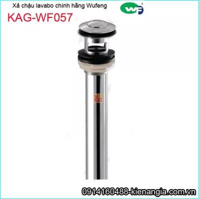 Đầu xả chậu Lavabo Wufeng chính hãng KAG-WF057 nhấn inox + ống thải P nhựa