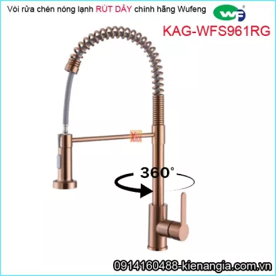 Vòi rửa chén nóng lạnh chính hãng WUFENG rút dây KAG-WFS961RG