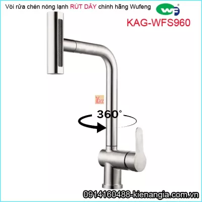 Vòi rửa chén nóng lạnh chính hãng WUFENG rút dây KAG-WFS960